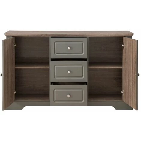 Paris Prix - Buffet 2 Portes & 3 Tiroirs "juliette" 139cm Taupe 3 Paris Prix - Buffet 2 Portes & 3 Tiroirs "juliette" 139cm Taupe – Image 3