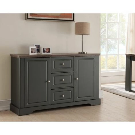 Paris Prix - Buffet 2 Portes & 3 Tiroirs "juliette" 139cm Taupe 4 Paris Prix - Buffet 2 Portes & 3 Tiroirs "juliette" 139cm Taupe – Image 4