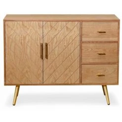 Paris Prix - Buffet 2 Portes & 3 Tiroirs "craten" 110cm Naturel