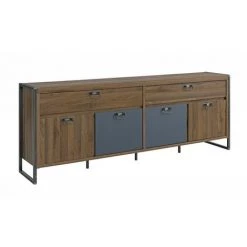 Paris Prix - Buffet 4 Portes "notic" 220cm Naturel & Gris