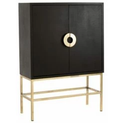 Paris Prix - Buffet 2 Portes & 2 Tiroirs "mangier" 140cm Noir & Or