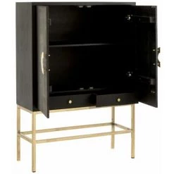 Paris Prix - Buffet 2 Portes & 2 Tiroirs "mangier" 140cm Noir & Or -Buffet et enfilade Soldes 33676615 5