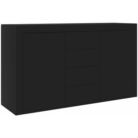 TRUE DEAL Buffet Noir 120x36x69 Cm Aggloméré 2 TRUE DEAL Buffet Noir 120x36x69 Cm Aggloméré – Image 2