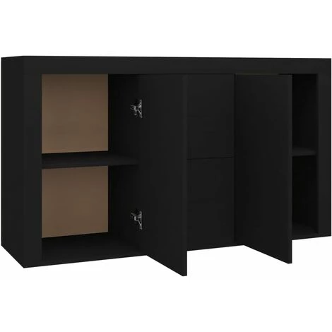 TRUE DEAL Buffet Noir 120x36x69 Cm Aggloméré 5 TRUE DEAL Buffet Noir 120x36x69 Cm Aggloméré – Image 5