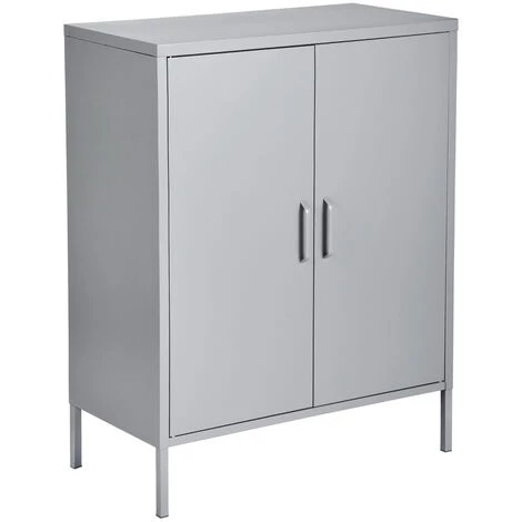 MEUBLES COSY Armoire De Rangement En Métal, Console De Casier à 2 Portes, Gris Foncé - GRIS 1 MEUBLES COSY Armoire De Rangement En Métal, Console De Casier à 2 Portes, Gris Foncé - GRIS