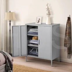 MEUBLES COSY Armoire De Rangement En Métal, Console De Casier à 2 Portes, Gris Foncé - GRIS 8 MEUBLES COSY Armoire De Rangement En Métal, Console De Casier à 2 Portes, Gris Foncé - GRIS -Buffet et enfilade Soldes 33860742 4