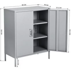 MEUBLES COSY Armoire De Rangement En Métal, Console De Casier à 2 Portes, Gris Foncé - GRIS 9 MEUBLES COSY Armoire De Rangement En Métal, Console De Casier à 2 Portes, Gris Foncé - GRIS -Buffet et enfilade Soldes 33860742 5