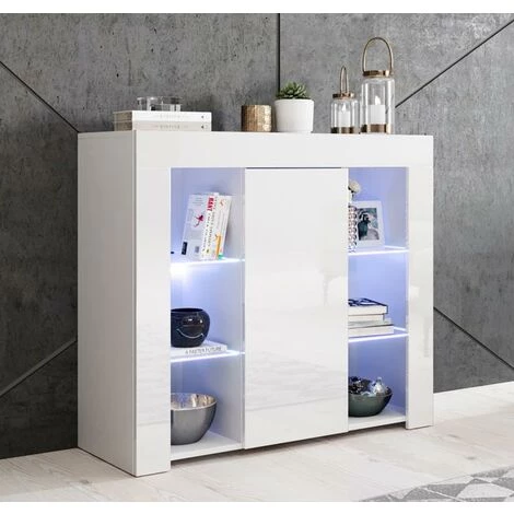 DESIGN AMEUBLEMENT Bahut Modèle Lilian De Couleur Blanc Brillant - Blanc 2 DESIGN AMEUBLEMENT Bahut Modèle Lilian De Couleur Blanc Brillant - Blanc – Image 2