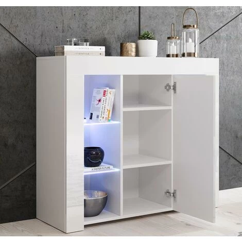 DESIGN AMEUBLEMENT Bahut Modèle Lilian De Couleur Blanc Brillant - Blanc 3 DESIGN AMEUBLEMENT Bahut Modèle Lilian De Couleur Blanc Brillant - Blanc – Image 3