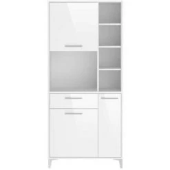 AUTRES ECO Buffet De Cuisine L 80 Cm - Blanc Brillant - Blanc -Buffet et enfilade Soldes 34102351 3
