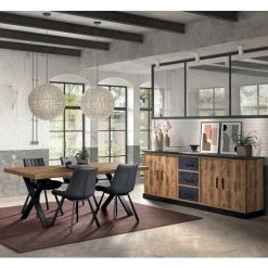 ALTOBUY JENNA - Buffet 4 Portes 3 Tiroirs Aspect Bois Et Métal Noir - Marron Clair 6 ALTOBUY JENNA - Buffet 4 Portes 3 Tiroirs Aspect Bois Et Métal Noir - Marron Clair -Buffet et enfilade Soldes 34179061 2