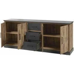 ALTOBUY JENNA - Buffet 4 Portes 3 Tiroirs Aspect Bois Et Métal Noir - Marron Clair 7 ALTOBUY JENNA - Buffet 4 Portes 3 Tiroirs Aspect Bois Et Métal Noir - Marron Clair -Buffet et enfilade Soldes 34179061 3