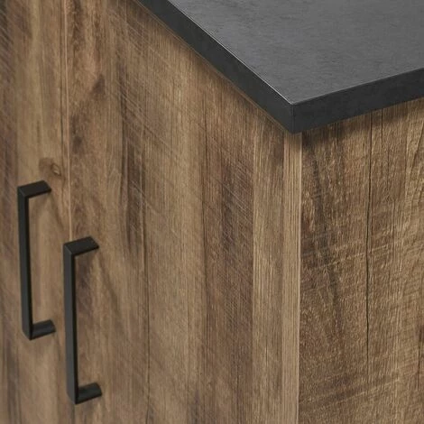 ALTOBUY JENNA - Buffet 4 Portes 3 Tiroirs Aspect Bois Et Métal Noir - Marron Clair 4 ALTOBUY JENNA - Buffet 4 Portes 3 Tiroirs Aspect Bois Et Métal Noir - Marron Clair – Image 4