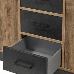 ALTOBUY JENNA - Buffet 4 Portes 3 Tiroirs Aspect Bois Et Métal Noir - Marron Clair 9 ALTOBUY JENNA - Buffet 4 Portes 3 Tiroirs Aspect Bois Et Métal Noir - Marron Clair -Buffet et enfilade Soldes 34179061 5