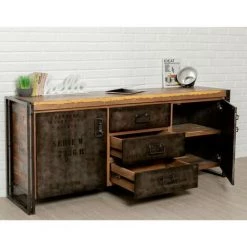 Paris Prix - Buffet En Teck Industriel "loft" 190cm Marron -Buffet et enfilade Soldes 34288525 3