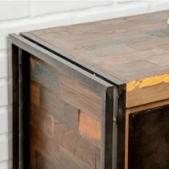 Paris Prix - Buffet En Teck Industriel "loft" 190cm Marron -Buffet et enfilade Soldes 34288525 4