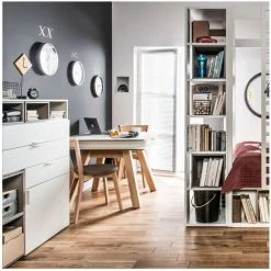 Buffet Design 3 Tiroirs Et 1 Porte L99,5 Cm - 4YOU - Calicosy - Blanc -Buffet et enfilade Soldes 34341804 2