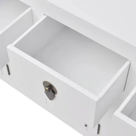 VidaXL Buffet En Style Chinois En Bois Massif Blanc - Blanc 5 VidaXL Buffet En Style Chinois En Bois Massif Blanc - Blanc – Image 5