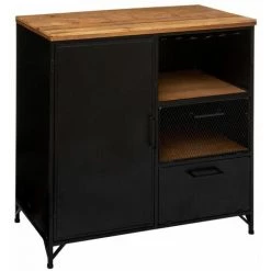 ATMOSPHERA, CRATEUR D'INTRIEUR Buffet 1 Porte & 2 Tiroirs "Cierna" 85cm Noir