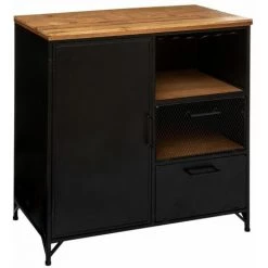 ATMOSPHERA, CRATEUR D'INTRIEUR Buffet 1 Porte & 2 Tiroirs "Cierna" 85cm Noir -Buffet et enfilade Soldes 34698580 4