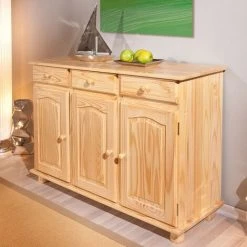 Paris Prix - Bahut 3 Portes Pin Massif "abaco" 130cm Naturel -Buffet et enfilade Soldes 34745556 3