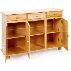 Paris Prix - Bahut 3 Portes Pin Massif "abaco" 130cm Naturel -Buffet et enfilade Soldes 34745556 4