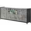 ALTOBUY HOFFMAN - Buffet 4 Portes Gris Aspect Pierre Avec Led - Gris