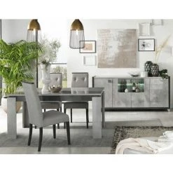 ALTOBUY HOFFMAN - Buffet 4 Portes Gris Aspect Pierre Avec Led - Gris 5 ALTOBUY HOFFMAN - Buffet 4 Portes Gris Aspect Pierre Avec Led - Gris -Buffet et enfilade Soldes 34873630 3