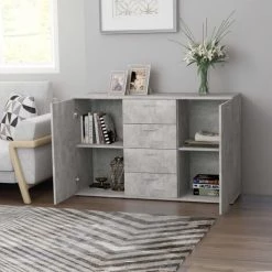 ASUPERMALL Buffet Gris Beton 120x35,5x75 Cm Agglomere -Buffet et enfilade Soldes 34966934 3