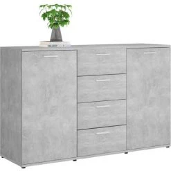 ASUPERMALL Buffet Gris Beton 120x35,5x75 Cm Agglomere -Buffet et enfilade Soldes 34966934 4