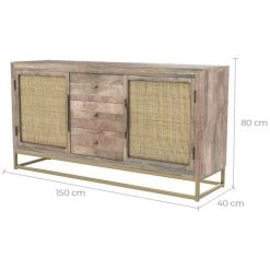 RENDEZ VOUS DéCO Buffet Sangia 2 Portes 3 Tiroirs - Marron -Buffet et enfilade Soldes 35035857 3