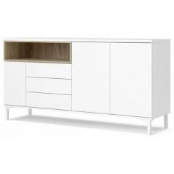 CAESAROO Buffet De Salon 175x89 Cm Blanc Mat Et Chêne Avec Trois Portes Et Trois Tiroirs | Chêne Et Blanc 8 CAESAROO Buffet De Salon 175x89 Cm Blanc Mat Et Chêne Avec Trois Portes Et Trois Tiroirs | Chêne Et Blanc -Buffet et enfilade Soldes 35427852 4