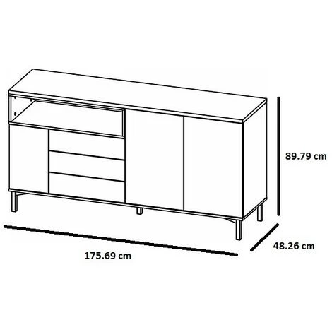 CAESAROO Buffet De Salon 175x89 Cm Blanc Mat Et Chêne Avec Trois Portes Et Trois Tiroirs | Chêne Et Blanc 5 CAESAROO Buffet De Salon 175x89 Cm Blanc Mat Et Chêne Avec Trois Portes Et Trois Tiroirs | Chêne Et Blanc – Image 5