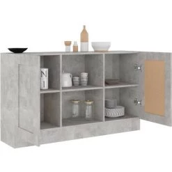 TRUE DEAL Buffet Gris Béton 120x30,5x70 Cm Aggloméré 8 TRUE DEAL Buffet Gris Béton 120x30,5x70 Cm Aggloméré -Buffet et enfilade Soldes 35491725 4
