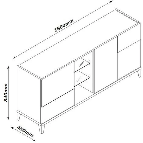 CAESAROO Buffet 180 Cm Chêne Et Gris Avec Trois Portes Et Un Compartiment Avec Deux étagères En Verre | Chêne Et Gris 5 CAESAROO Buffet 180 Cm Chêne Et Gris Avec Trois Portes Et Un Compartiment Avec Deux étagères En Verre | Chêne Et Gris – Image 5