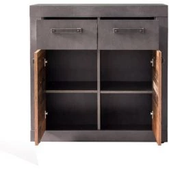 TREND TEAM INDY - Meuble Chambre. Commode Avec 2 Tiroirs En Mélaminé Coloris Gris Ciment Portes Bois Effet Vieilli . L - H - P : 82 / 86 / 37cm. - Bois/gris 6 TREND TEAM INDY - Meuble Chambre. Commode Avec 2 Tiroirs En Mélaminé Coloris Gris Ciment Portes Bois Effet Vieilli . L - H - P : 82 / 86 / 37cm. - Bois/gris -Buffet et enfilade Soldes 35622518 3