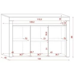 PRICE FACTORY Buffet Design SOFIANE 130 Cm, 3 Portes Et 1 Niche éclairage LED, Coloris Noir - Noir 5 PRICE FACTORY Buffet Design SOFIANE 130 Cm, 3 Portes Et 1 Niche éclairage LED, Coloris Noir - Noir -Buffet et enfilade Soldes 36011907 3