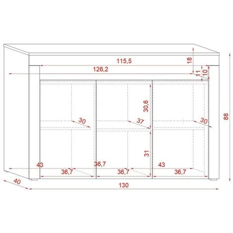 PRICE FACTORY Buffet Design SOFIANE 130 Cm, 3 Portes Et 1 Niche éclairage LED, Coloris Noir - Noir 3 PRICE FACTORY Buffet Design SOFIANE 130 Cm, 3 Portes Et 1 Niche éclairage LED, Coloris Noir - Noir – Image 3