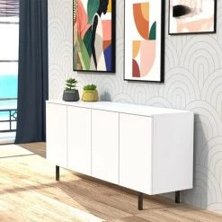 LE QUAI DES AFFAIRES Bahut AUSTIN 4 Portes 2 Tiroirs / Blanc/ 160x42x80