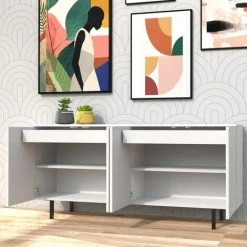 LE QUAI DES AFFAIRES Bahut AUSTIN 4 Portes 2 Tiroirs / Blanc/ 160x42x80 -Buffet et enfilade Soldes 36336588 3