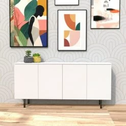 LE QUAI DES AFFAIRES Bahut AUSTIN 4 Portes 2 Tiroirs / Blanc/ 160x42x80 -Buffet et enfilade Soldes 36336588 5
