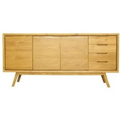 Paris Prix - Buffet 3 Portes & 4 Tiroirs "fiftees" 180cm Naturel