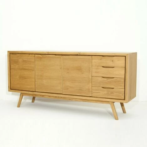 Paris Prix - Buffet 3 Portes & 4 Tiroirs "fiftees" 180cm Naturel 2 Paris Prix - Buffet 3 Portes & 4 Tiroirs "fiftees" 180cm Naturel – Image 2