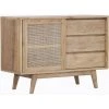 Paris Prix - Buffet 1 Porte & 3 Tiroirs En Teck "archi" 120cm Naturel