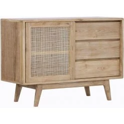 Paris Prix - Buffet 1 Porte & 3 Tiroirs En Teck "archi" 120cm Naturel