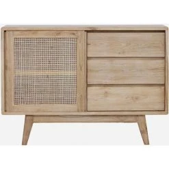 Paris Prix - Buffet 1 Porte & 3 Tiroirs En Teck "archi" 120cm Naturel -Buffet et enfilade Soldes 36389303 4