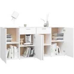 ASUPERMALL Buffet Blanc 160x36x75 Cm Agglomere 8 ASUPERMALL Buffet Blanc 160x36x75 Cm Agglomere -Buffet et enfilade Soldes 36746854 4