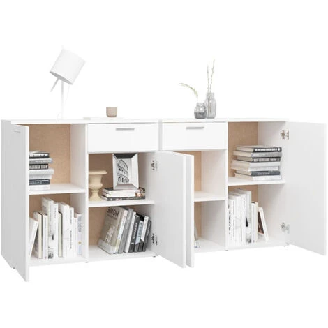 ASUPERMALL Buffet Blanc 160x36x75 Cm Agglomere 4 ASUPERMALL Buffet Blanc 160x36x75 Cm Agglomere – Image 4