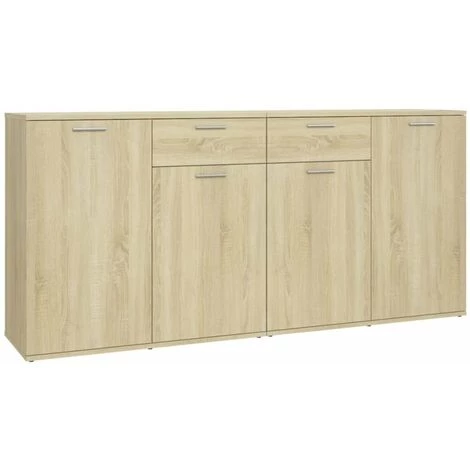 ASUPERMALL Buffet Chene Sonoma 160x36x75 Cm Agglomere 2 ASUPERMALL Buffet Chene Sonoma 160x36x75 Cm Agglomere – Image 2