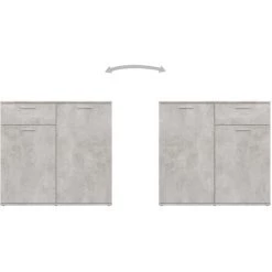 ASUPERMALL Buffet Gris Beton 160x36x75 Cm Agglomere -Buffet et enfilade Soldes 36746858 5